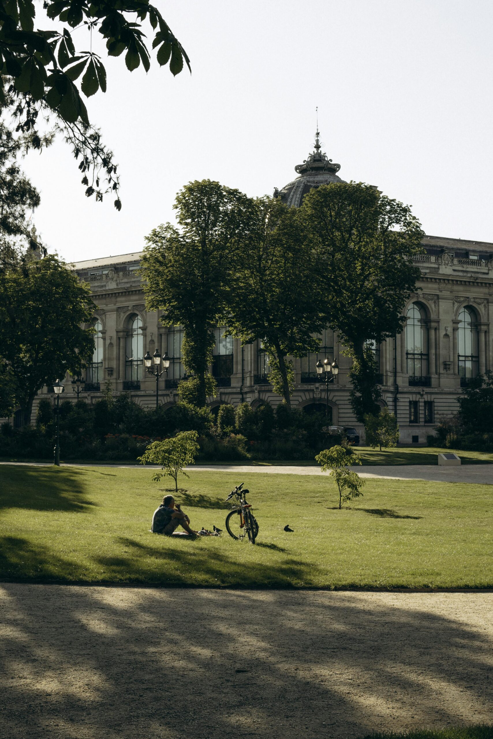 A serene scene of relaxation at Petit Palais in a Paris park. Perfect for travel and leisure themes.