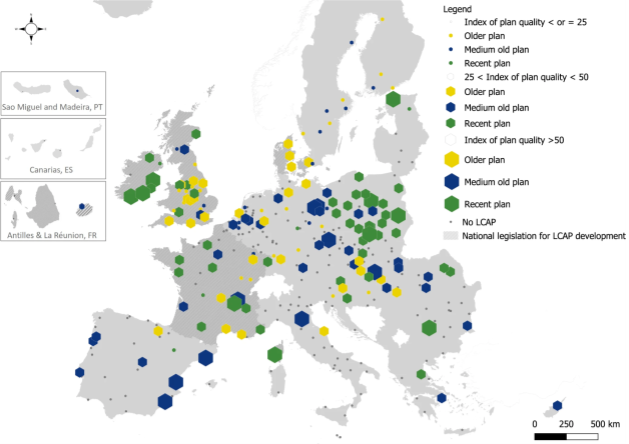 Comparaison des caractéristiques des plans climat de 300 villes européennes / Reckien, Diana, et al. 2023